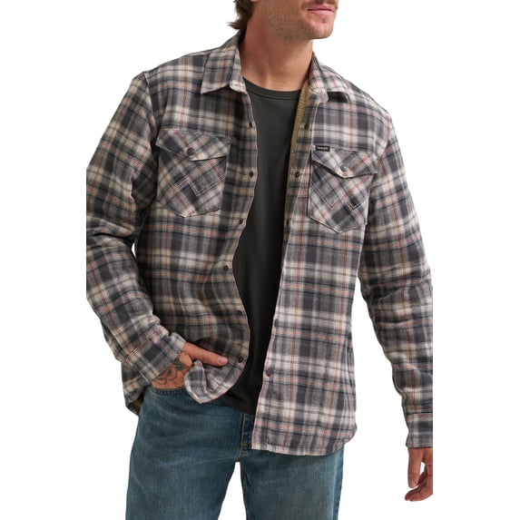 Wrangler® Men's and Big Men's Sherpa Lined Relaxed Fit Heavyweight Shirt Jacket, Sizes S-2XL