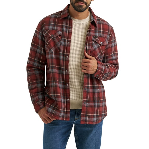 Wrangler® Men's and Big Men's Sherpa Lined Relaxed Fit Heavyweight Shirt Jacket, Sizes S-2XL