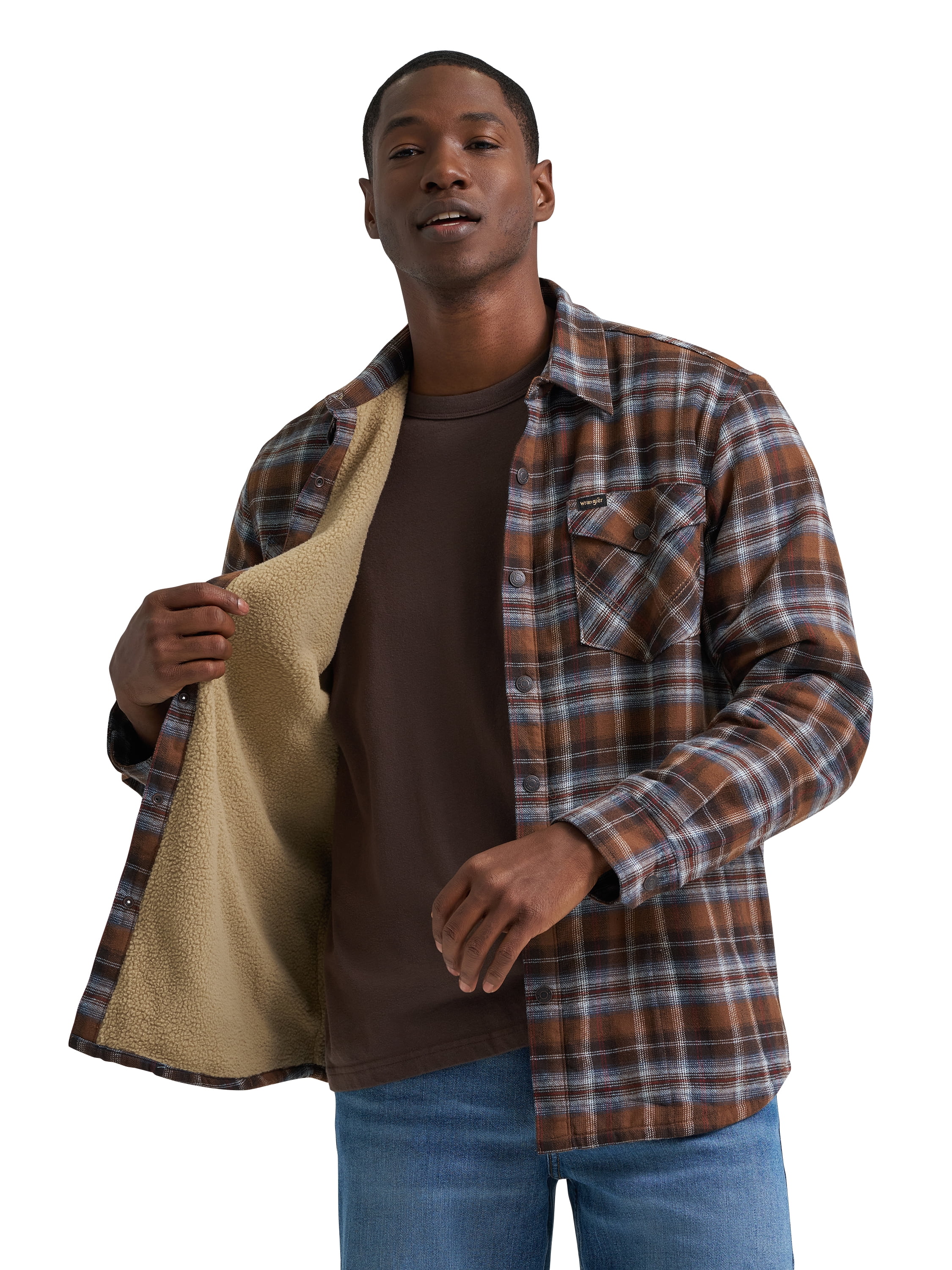 Wrangler® Men's and Big Men's Sherpa Lined Relaxed Fit Heavyweight Shirt Jacket, Sizes S-2XL