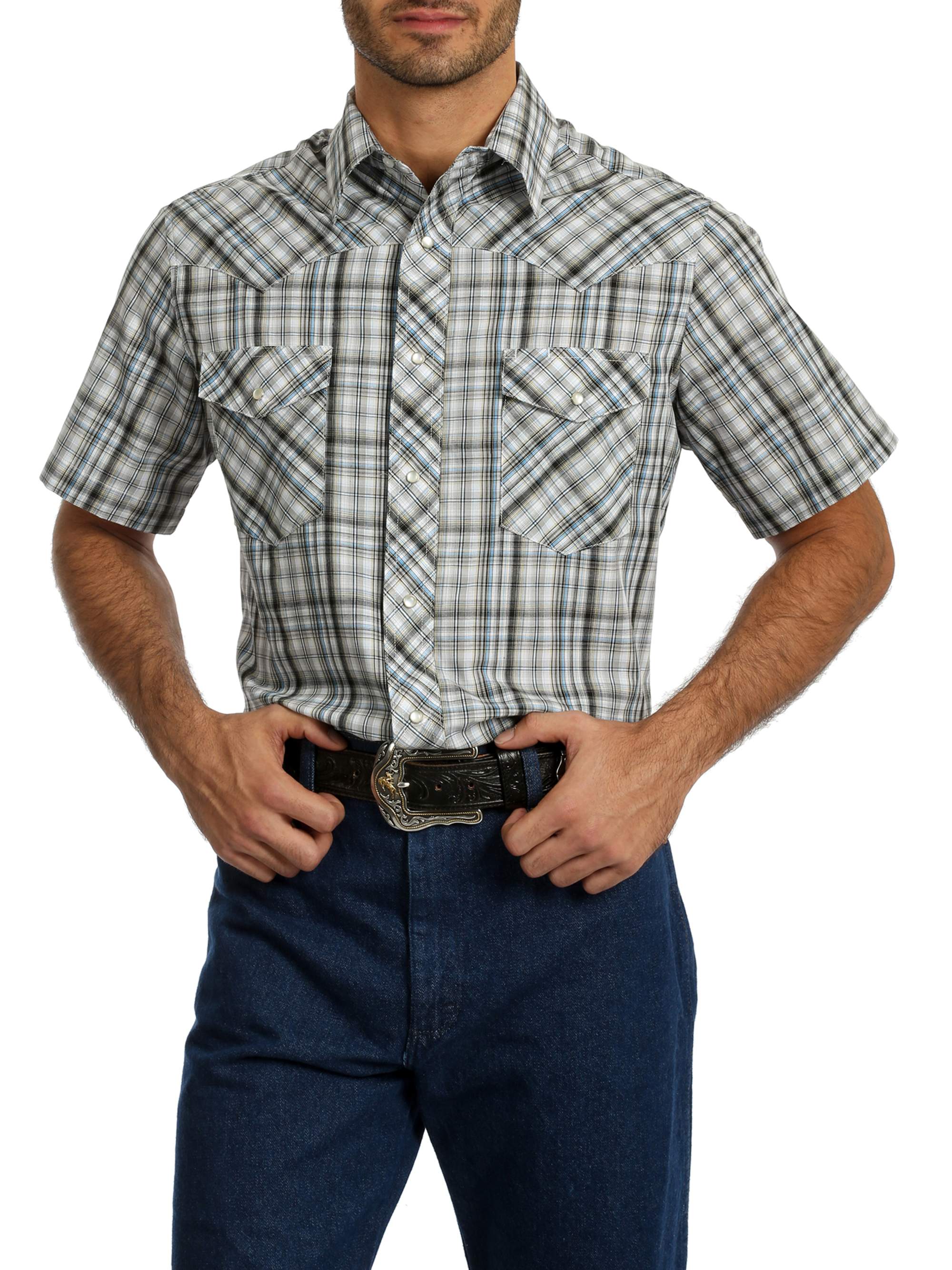 Wrangler Men's and Big Men's Short Sleeve Plaid Western Shirt - image 1 of 3