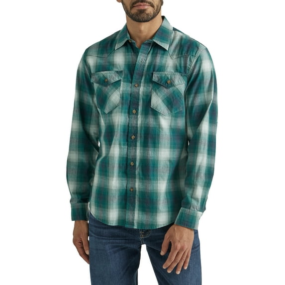 Wrangler® Men's and Big Men's Slim Fit Long Sleeve Woven Shirt, Sizes S-5XL