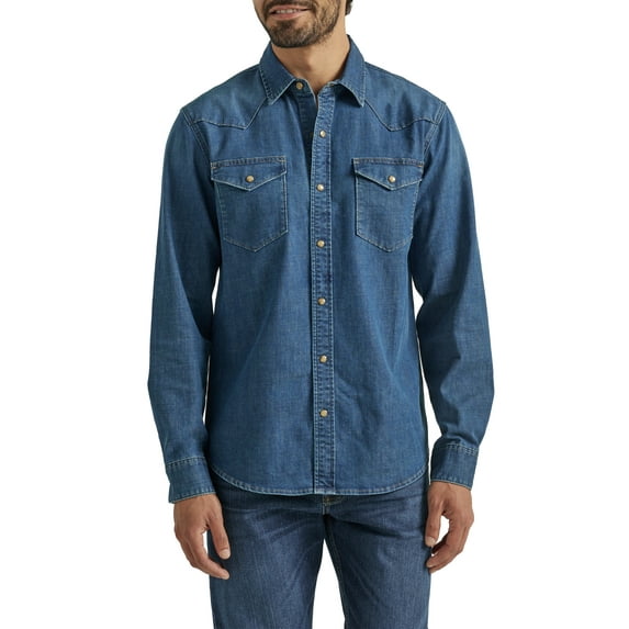 Wrangler® Men's and Big Men's Slim Fit Long Sleeve Woven Shirt, Sizes S-5XL