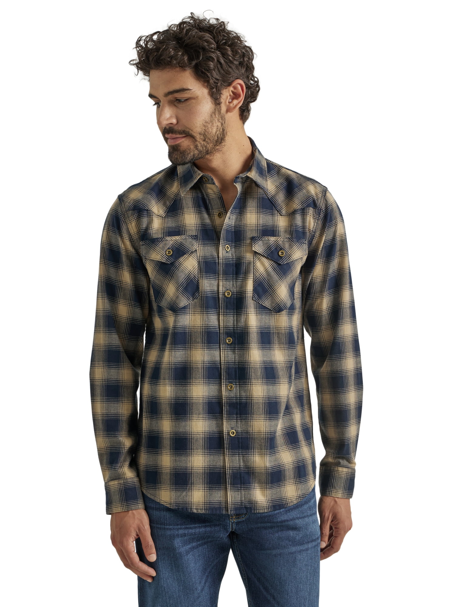Wrangler® Men's and Big Men's Slim Fit Long Sleeve Woven Shirt, Sizes S-5XL