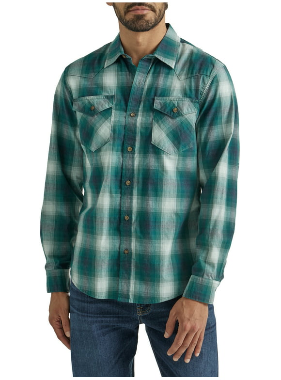 Wrangler® Men's and Big Men's Slim Fit Long Sleeve Woven Shirt, Sizes S-5XL
