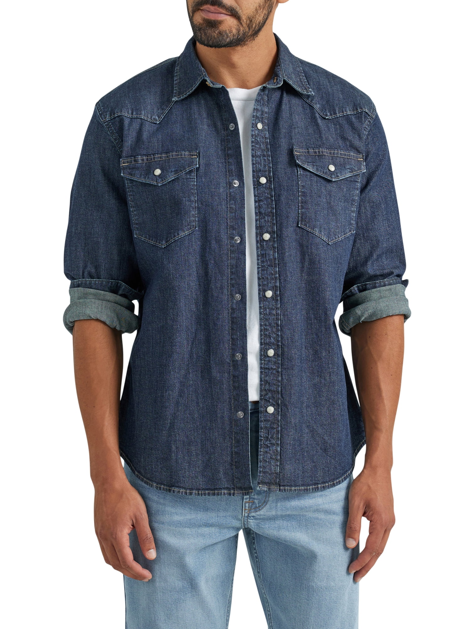 Wrangler® Men's and Big Men's Slim Fit Long Sleeve Woven Shirt, Sizes S-5XL
