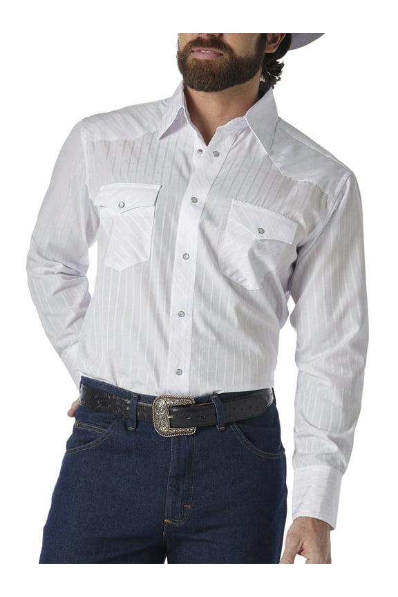 Men's and Big & Tall Men's Long Sleeve Western Snap Dobby Striped Shirt