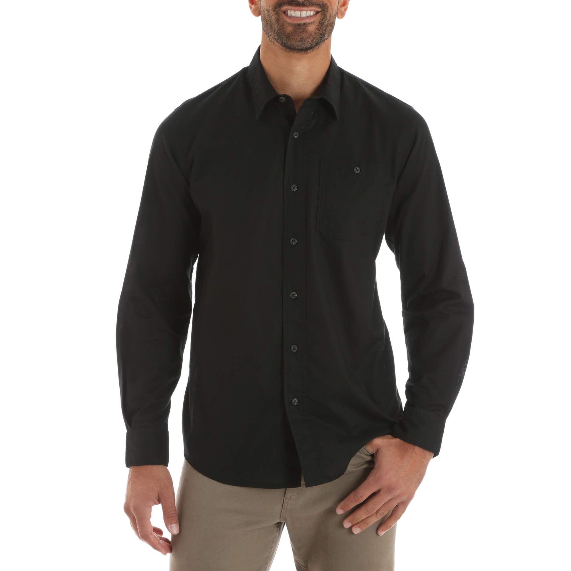 Wrangler Men's long sleeve plaid woven shirt - Walmart.com