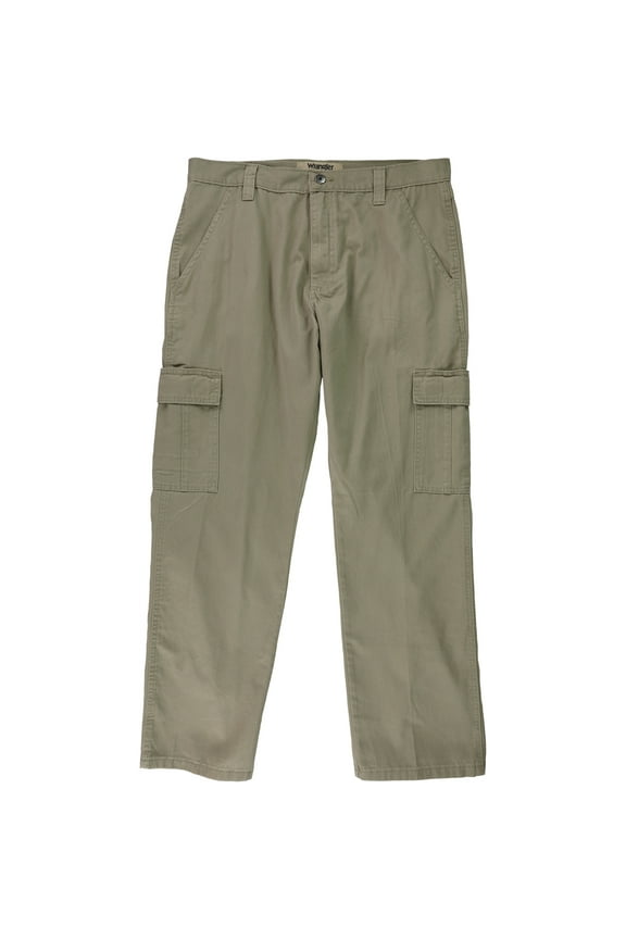 Mens Authentics Classic Twill Casual Cargo Pants, Beige, 33W x 30L