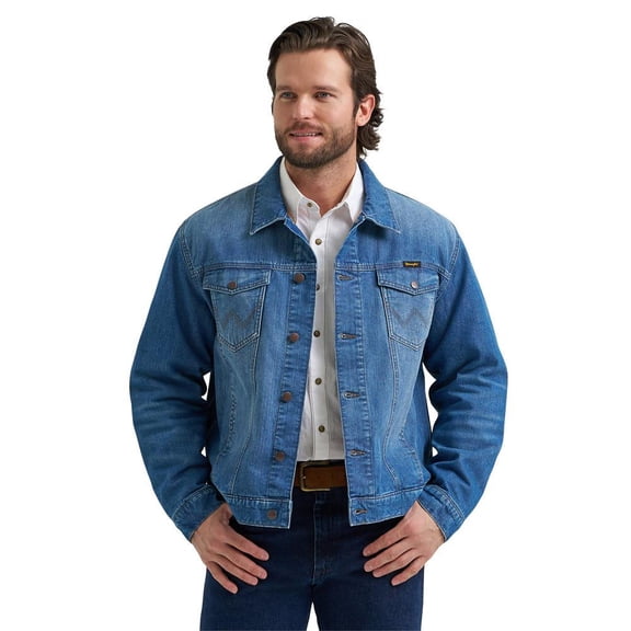 Wrangler Mens Blue Indigo Cowboy Flannel Lined Jacket M Denim