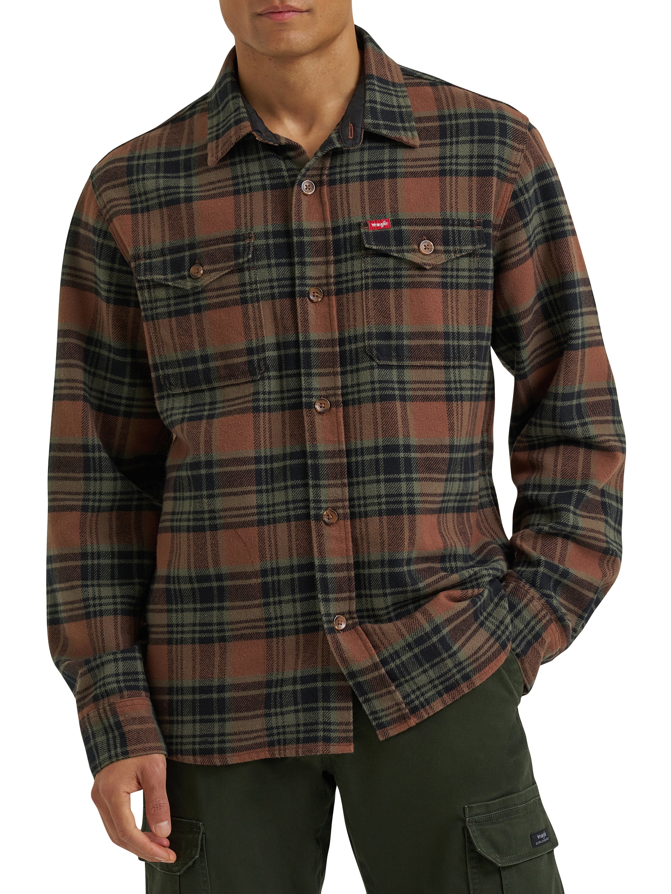 Wrangler® Men's Brushed Fleece Flannel Shirt Jacket, S-3XL