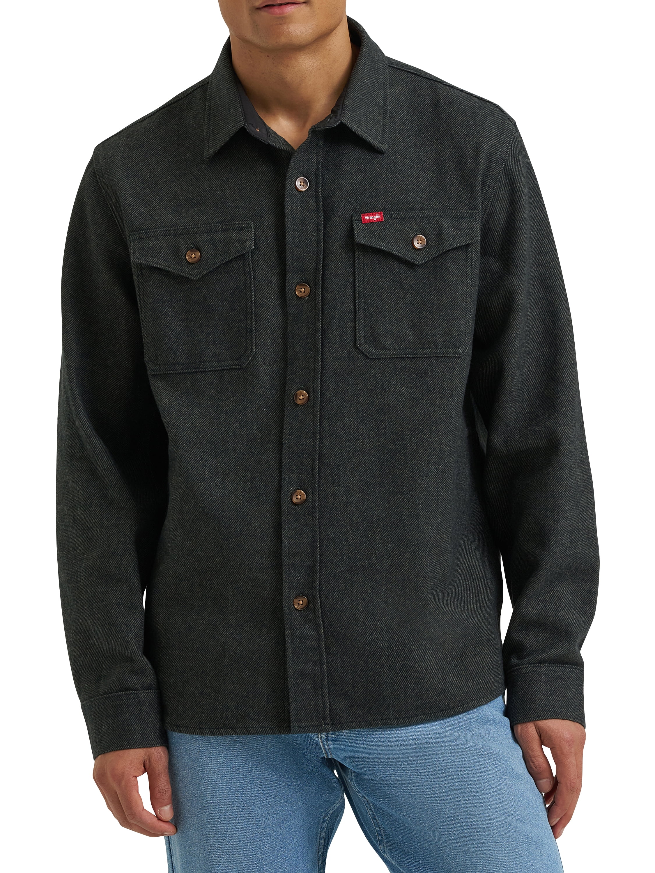 Wrangler® Men's Brushed Fleece Flannel Shirt Jacket, S-3XL