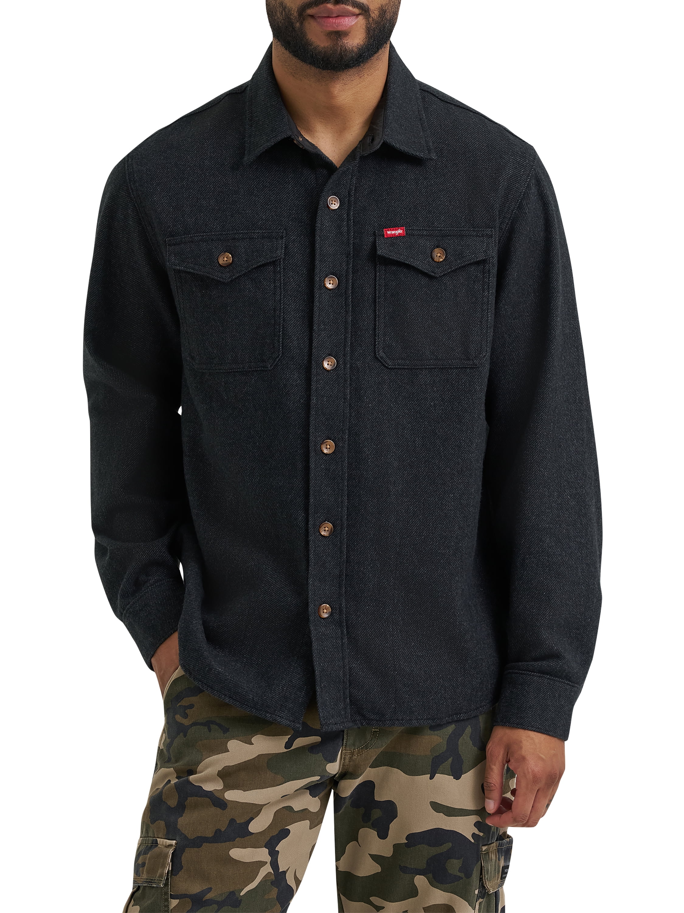 Wrangler® Men's Brushed Fleece Flannel Shirt Jacket, S-3XL