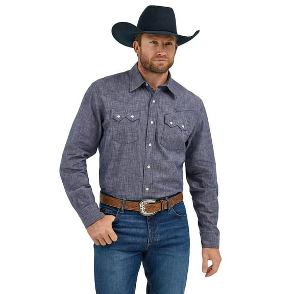 Wrangler Mens Cody Johnson Navy Snap Shirt