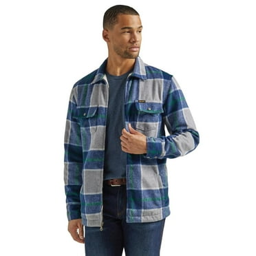 Wrangler Mens  Flannel Shirt Jacket  Sherpa Lined M Pebble