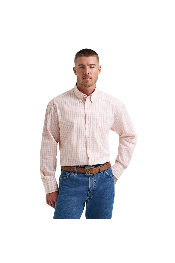 Mens George Strait Peach Plaid Shirt