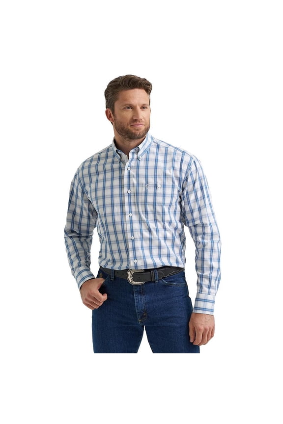 Mens George Strait White Plaid Shirt