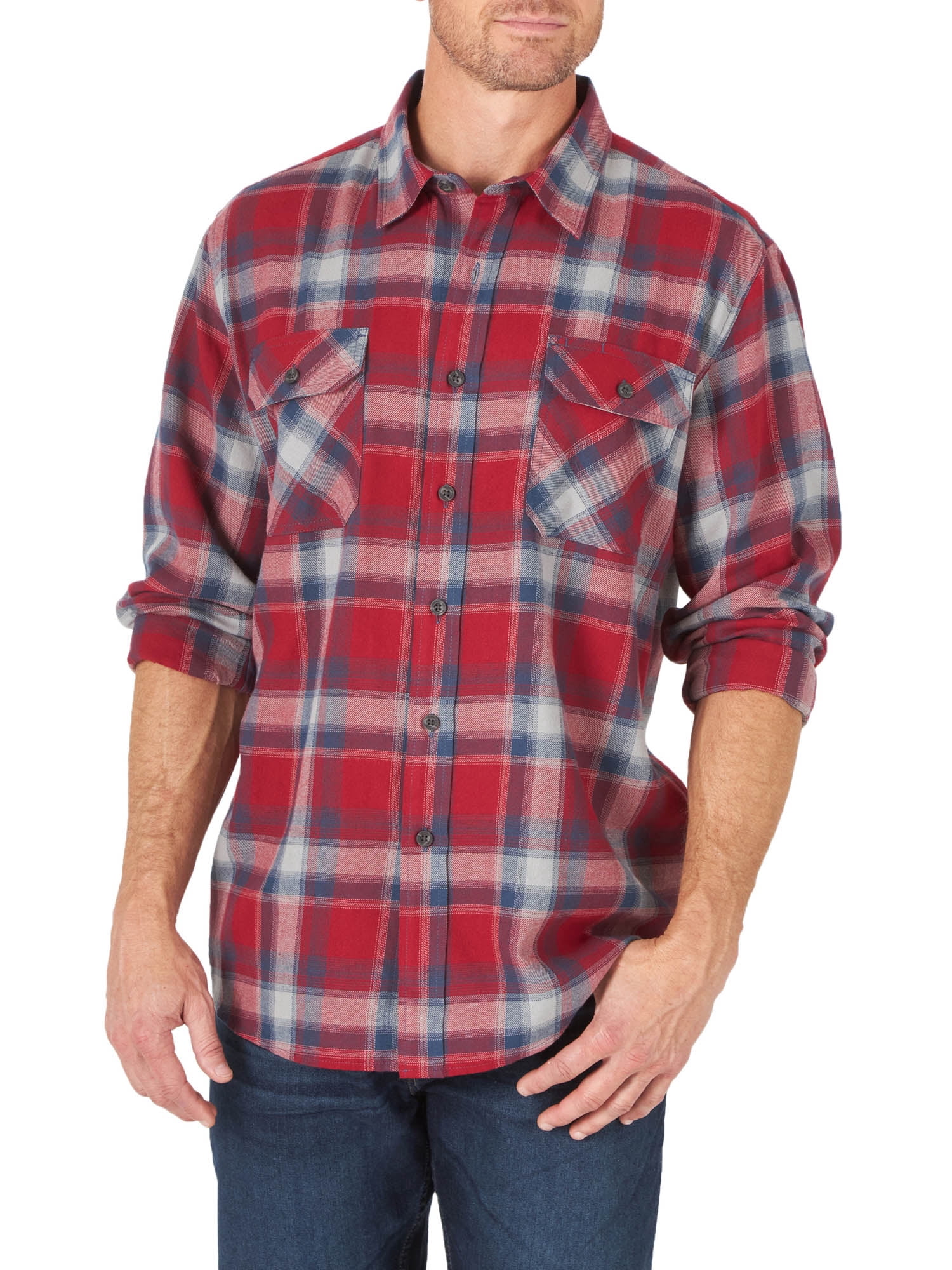 Wrangler Mens Long Sleeve Flannel Shirt