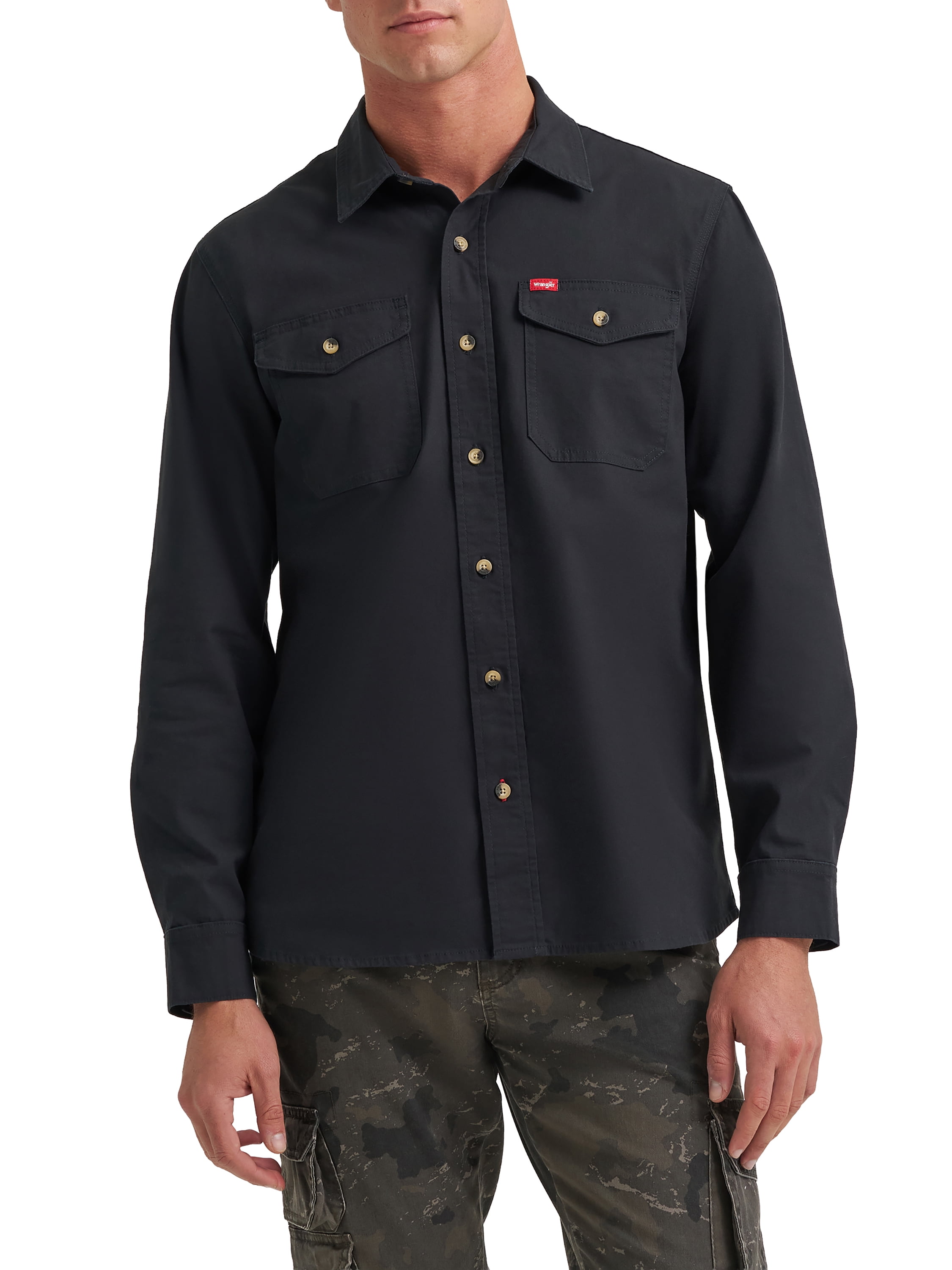 Wrangler® Mens Long Sleeve Heritage Solid Shirt