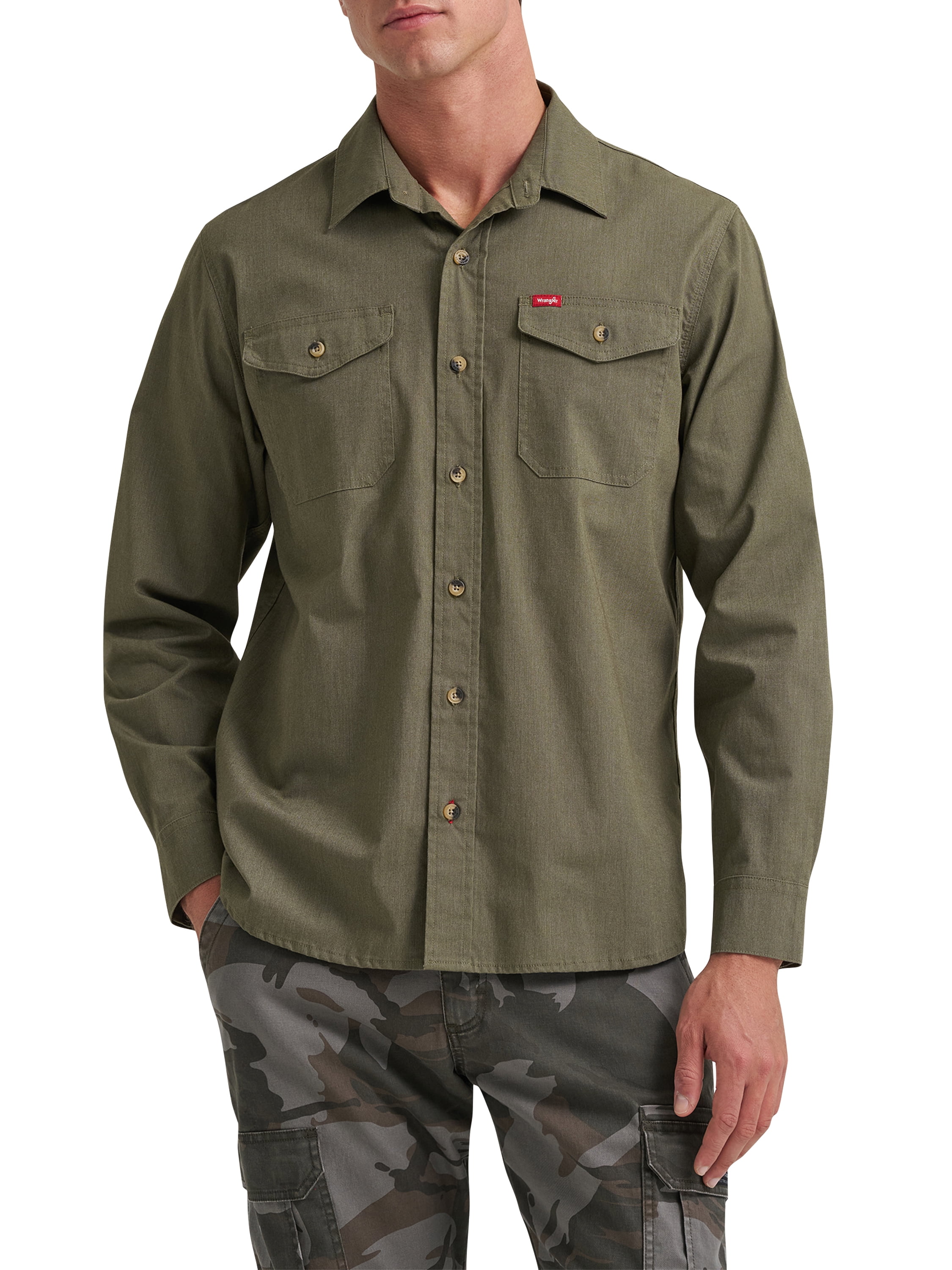 Wrangler® Mens Long Sleeve Heritage Solid Shirt