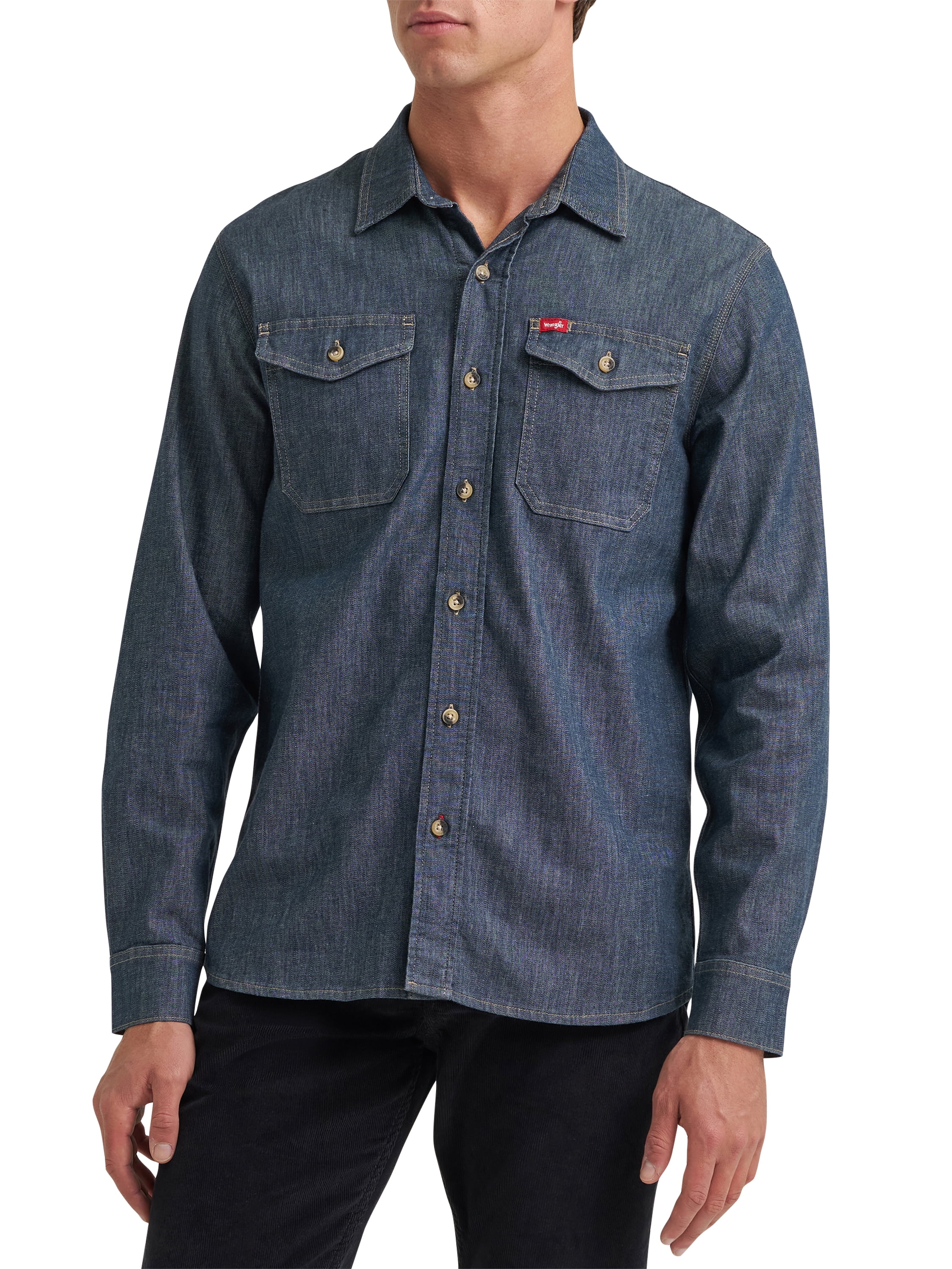 Wrangler® Mens Long Sleeve Heritage Solid Shirt