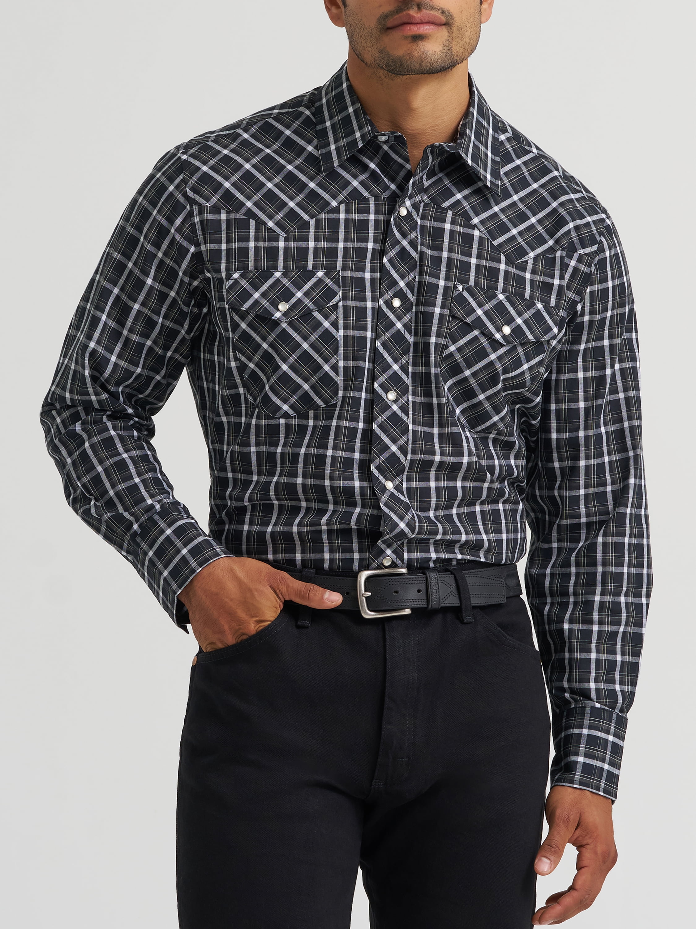 Wrangler® Men's and Big Men's Regular Fit Long Sleeve Western Shirt, Sizes S-5XL
