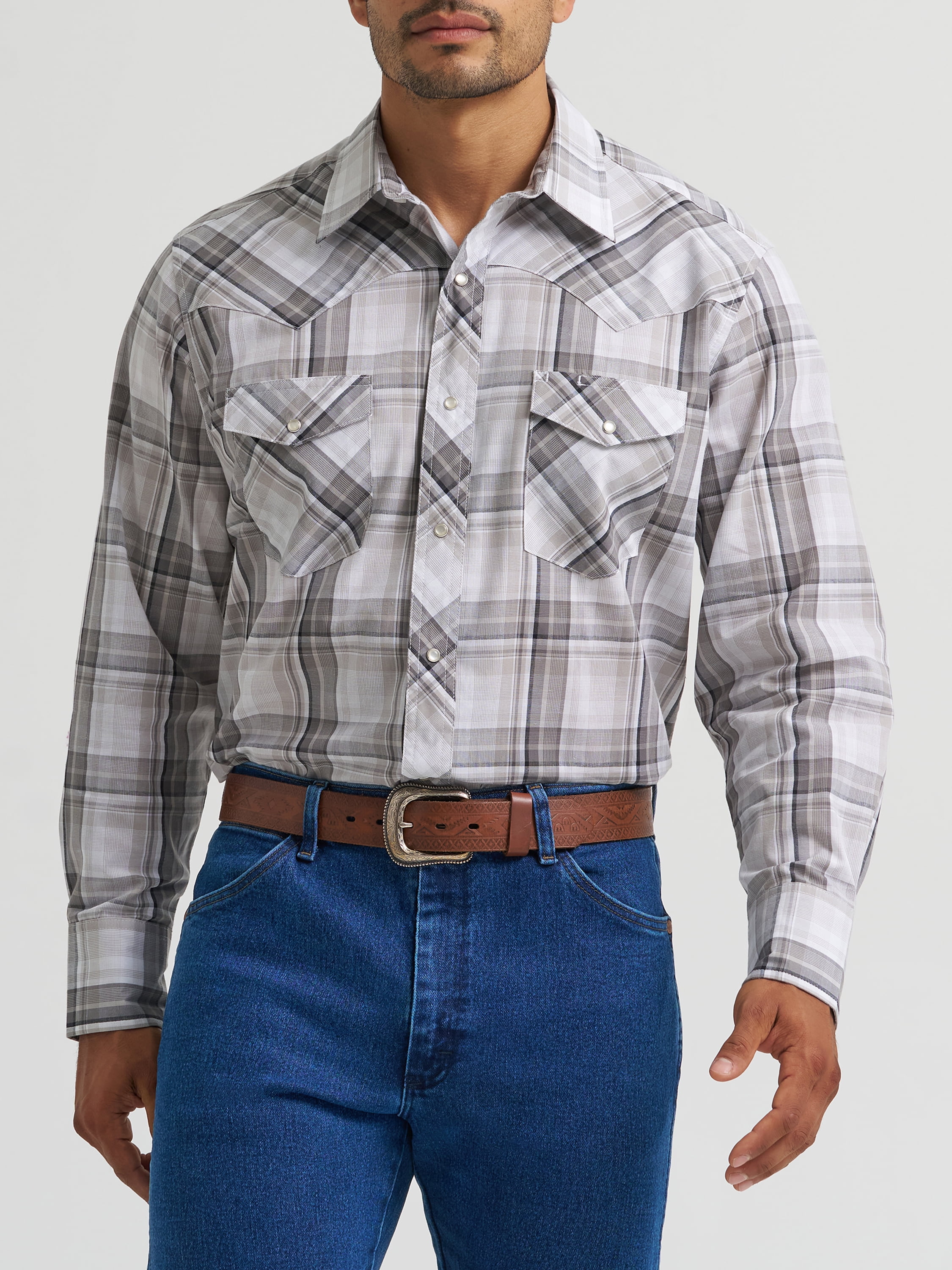 Wrangler® Men's and Big Men's Regular Fit Long Sleeve Western Shirt, Sizes S-5XL