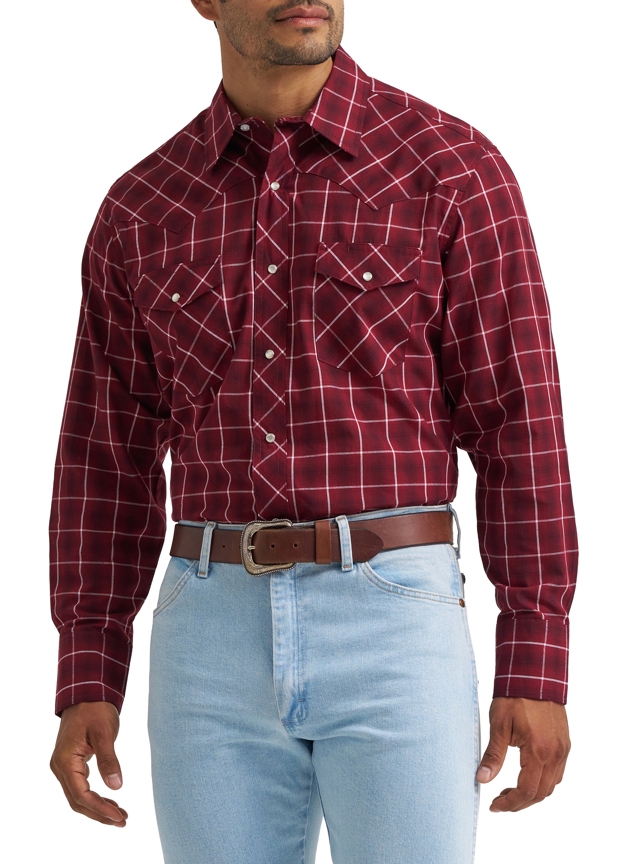 Wrangler® Men's and Big Men's Regular Fit Long Sleeve Western Shirt, Sizes S-5XL