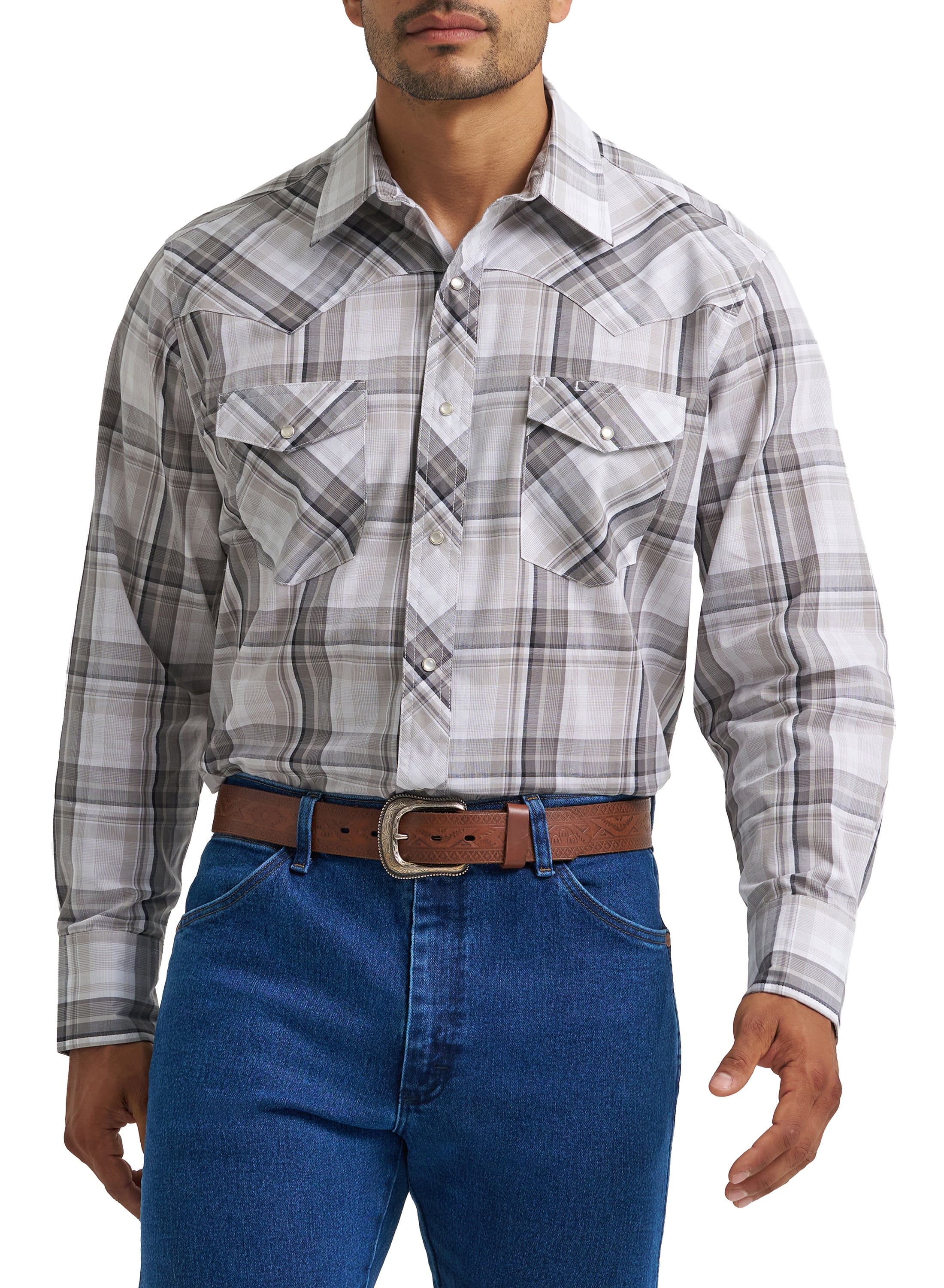 Wrangler® Men's and Big Men's Regular Fit Long Sleeve Western Shirt, Sizes S-5XL