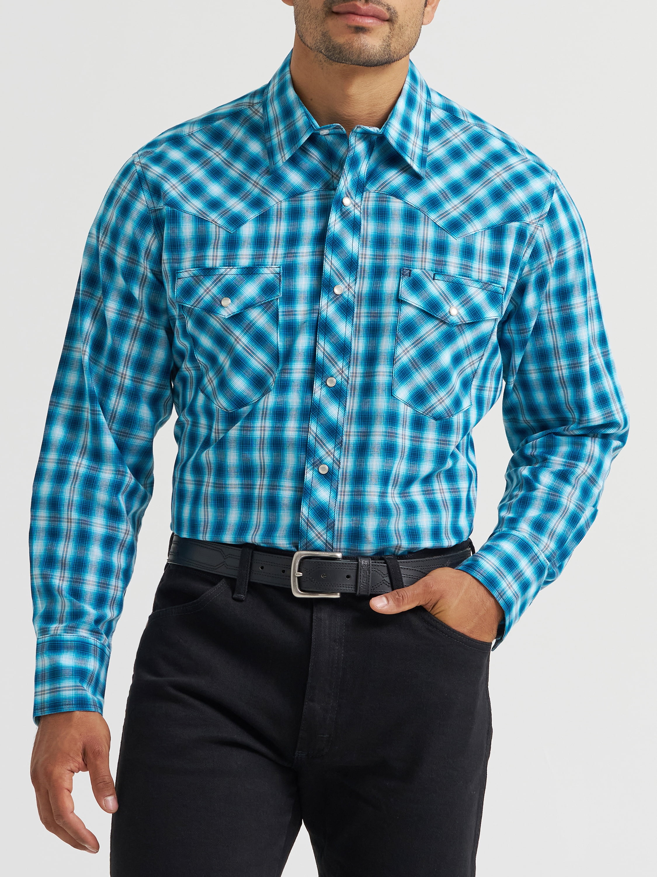 Wrangler® Men's and Big Men's Regular Fit Long Sleeve Western Shirt, Sizes S-5XL