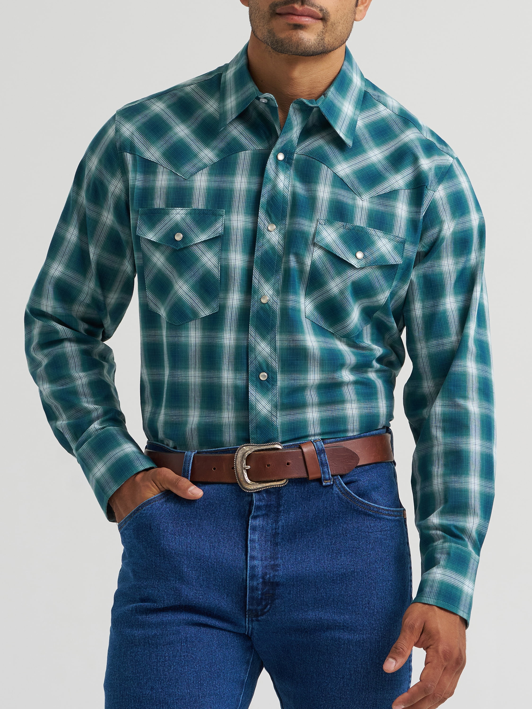 Wrangler® Men's and Big Men's Regular Fit Long Sleeve Western Shirt, Sizes S-5XL