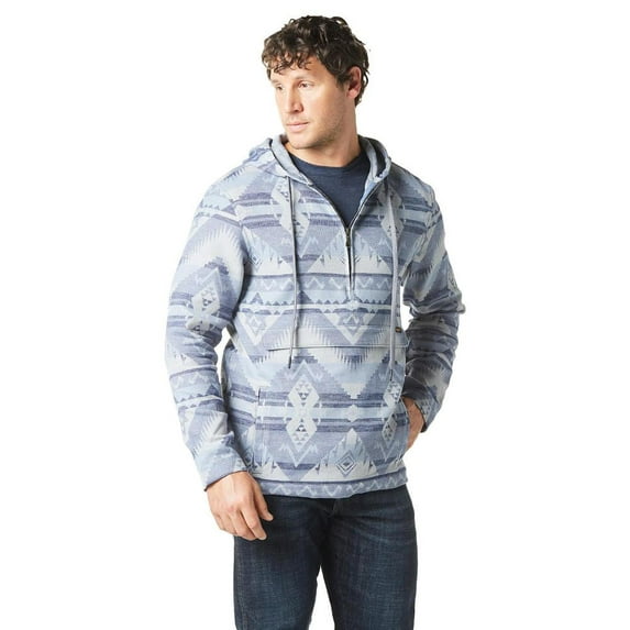 Wrangler Mens Quarter Zip Hooded Popover Jacket XXL Ocean Cavern
