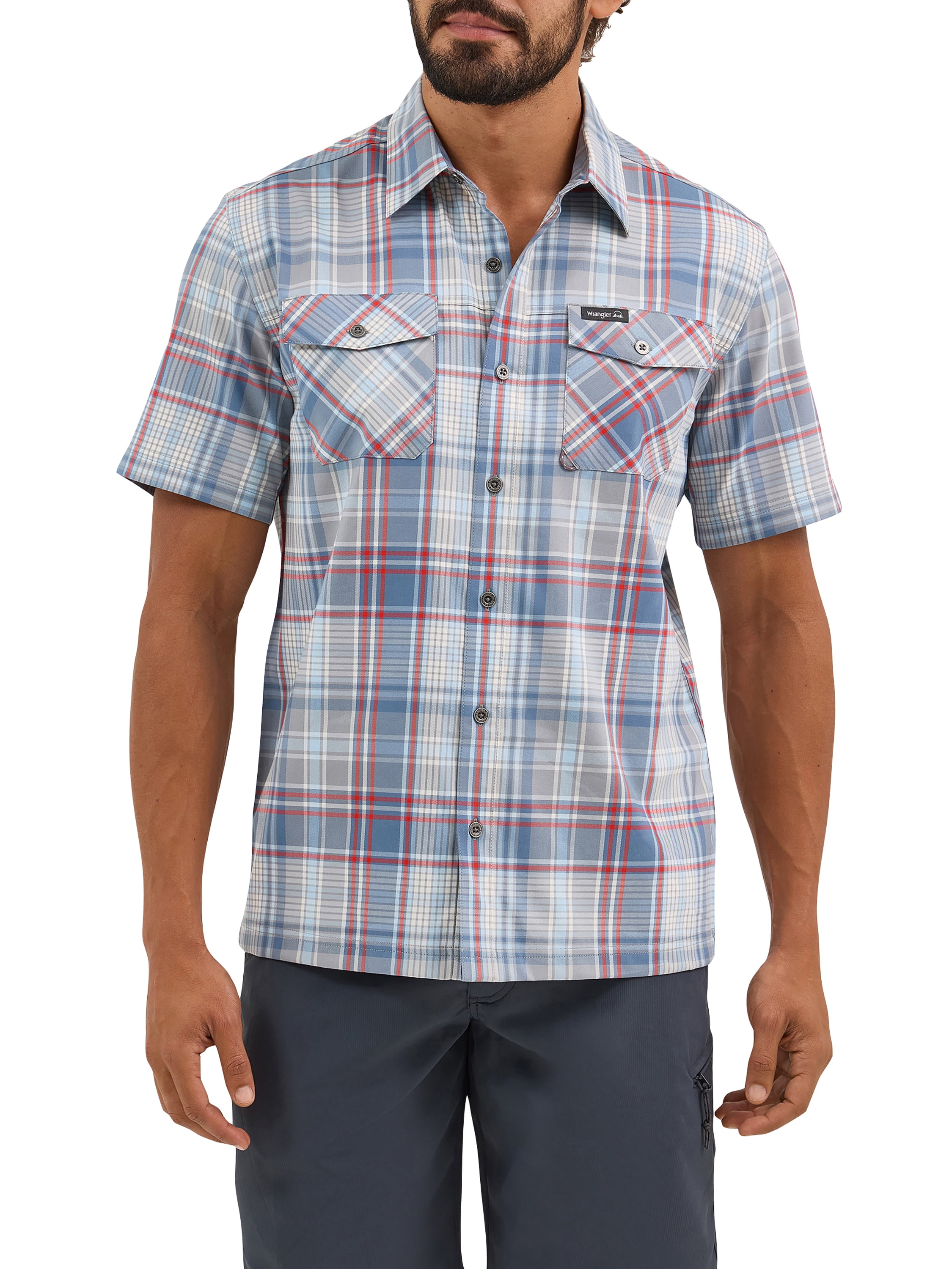 Wrangler® Men's Outdoor Short Sleeve Utility Shirt with Moisture Wicking, Sizes S-5XL