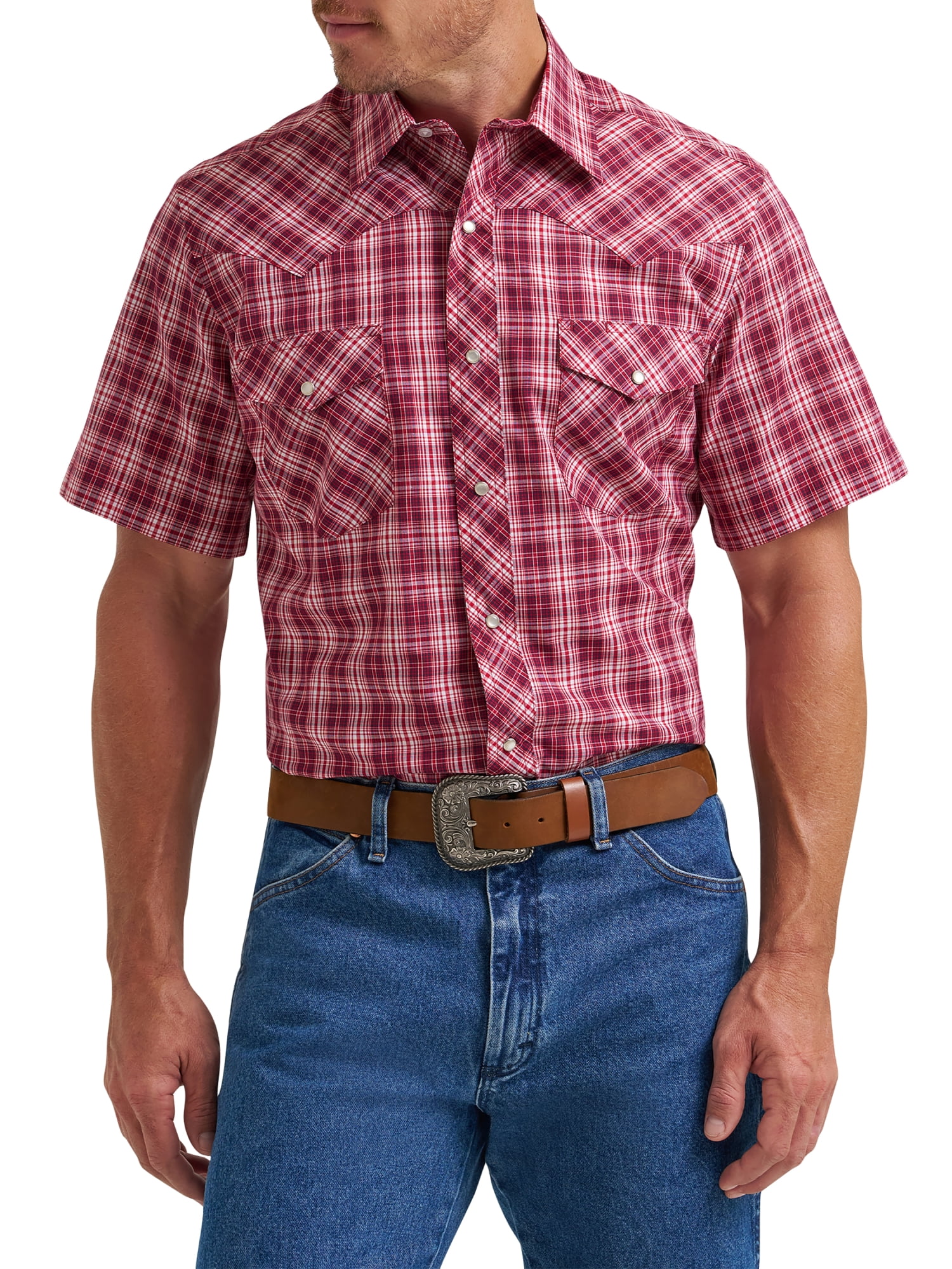Wrangler® Men's and Big Men's Regular Fit Short Sleeve Western Shirt, Sizes S-5XL