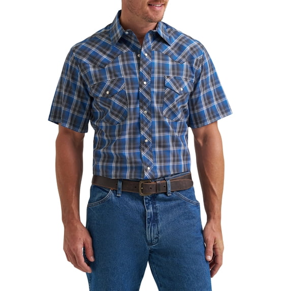 Wrangler® Men's and Big Men's Regular Fit Short Sleeve Western Shirt, Sizes S-5XL