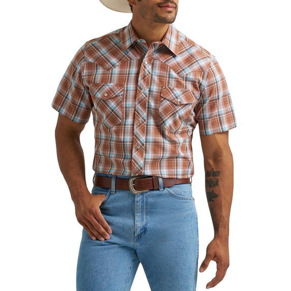 Wrangler® Men's and Big Men's Regular Fit Short Sleeve Western Shirt, Sizes S-5XL