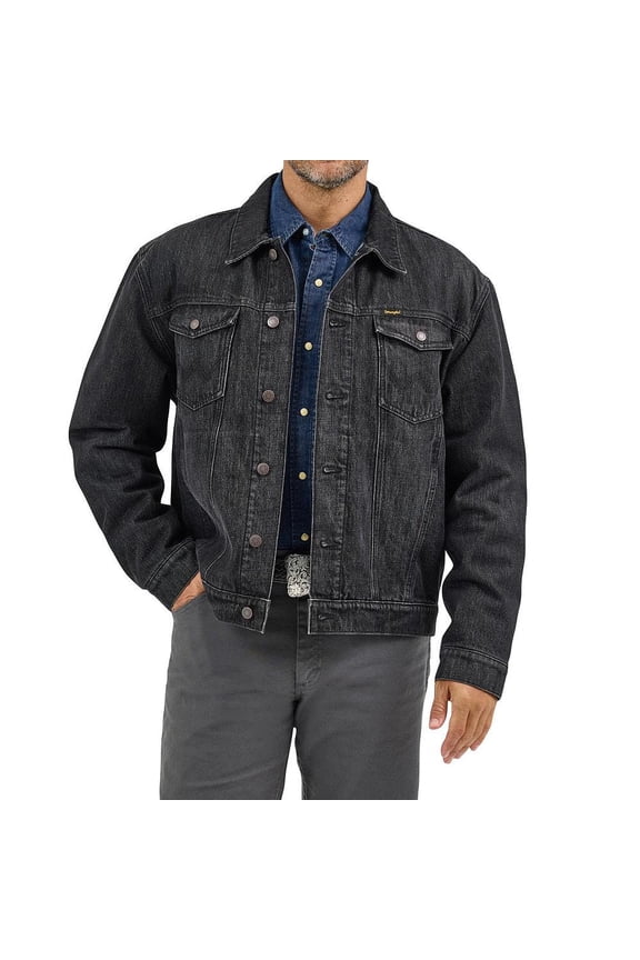 Mens Washed Blanket Lined Denim Jacket L Black