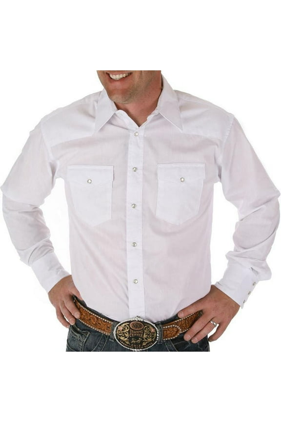Mens White Big/Tall Snap Dress Shirt