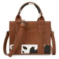 thumbnail image 1 of Wrangler Mini Tote Bag for Women Cow Print Western Crossbody Purse, Cow Print-Brown, 1 of 7