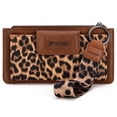 thumbnail image 1 of Wrangler Minimalist Wristlet Wallet with Phone Slot & RFID Protection & Smooth Zipper, Leopard, 1 of 7