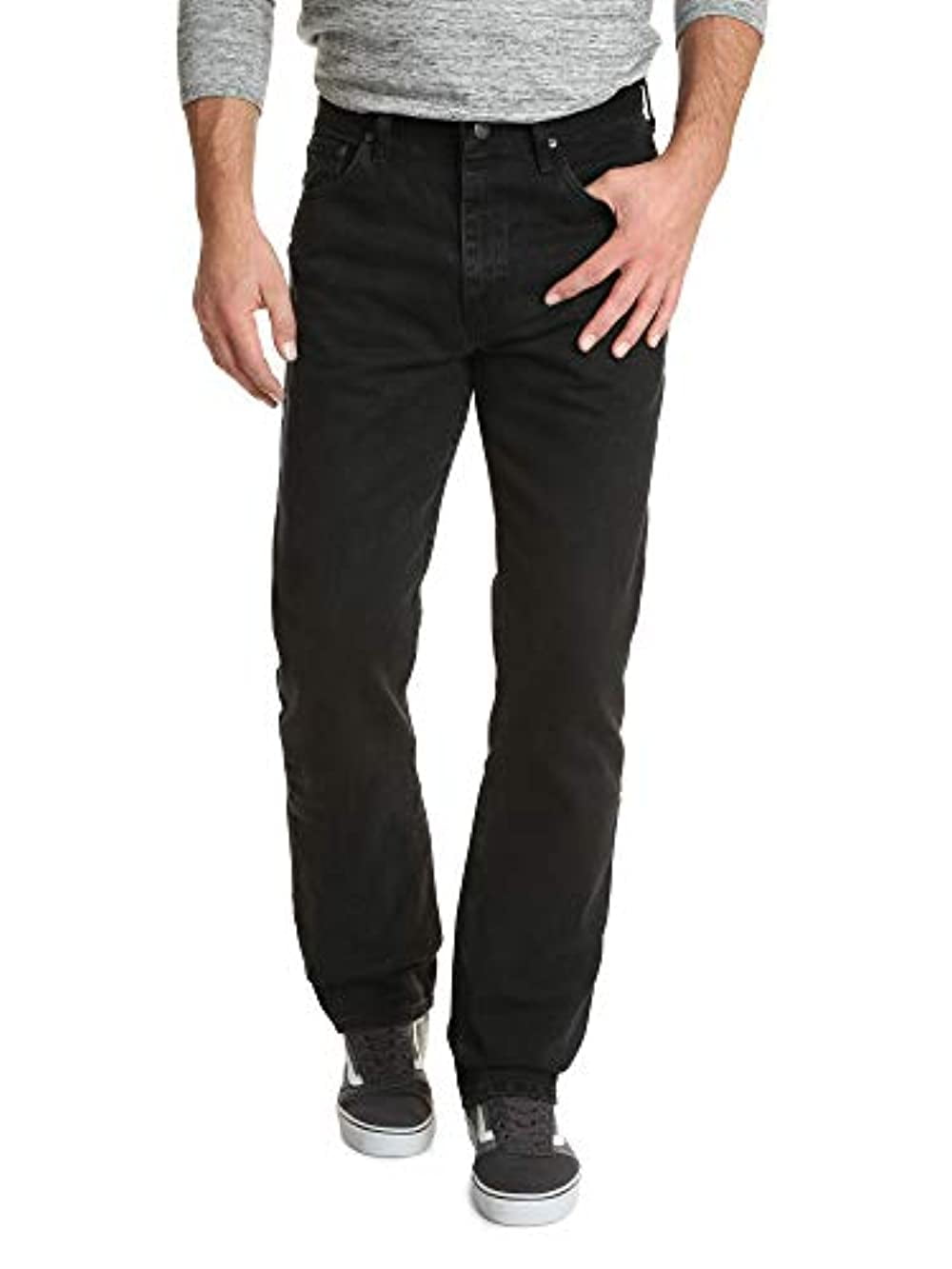 Wrangler Men's Black Jeans, Relaxed Fit, 5-Pocket Style, Cotton