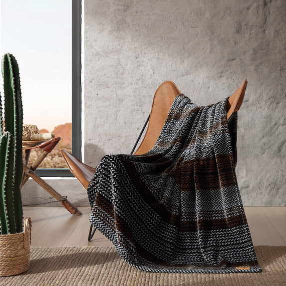 Wrangler Nash Stripe Brown 50" X 60" Throw Blanket