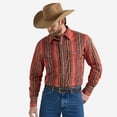 thumbnail image 1 of Wrangler Men's Rust Brown Stripe Aztec Snap Shirt 112351473, 1 of 4
