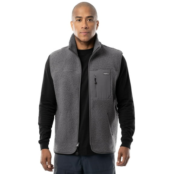 Wrangler Outdoor Men's & Big Men's Full Zip Burly Utility Hiking Sweater Vest, Size S-2XL
