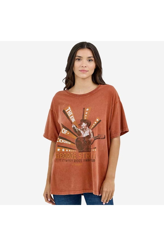 Womens  George Strait Tee M Rust