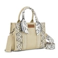 thumbnail image 1 of Wrangler Paisley Tote Bag for Women Embroidered Top Handle Handbag with Crossbody Strap, Tan, 1 of 8