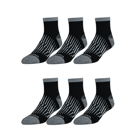 Wrangler Peak Light Compression Ankle Socks for Men, Size 13-15, Black, 6 Pairs