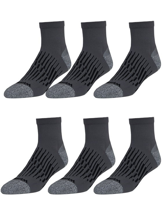 Peak Light Compression Ankle Socks for Men, Size 13-15, Gray, 6 Pairs