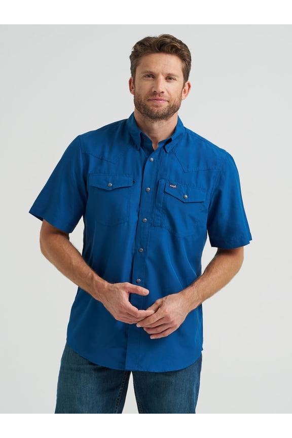 Mens Blue S/S Performance Shirt