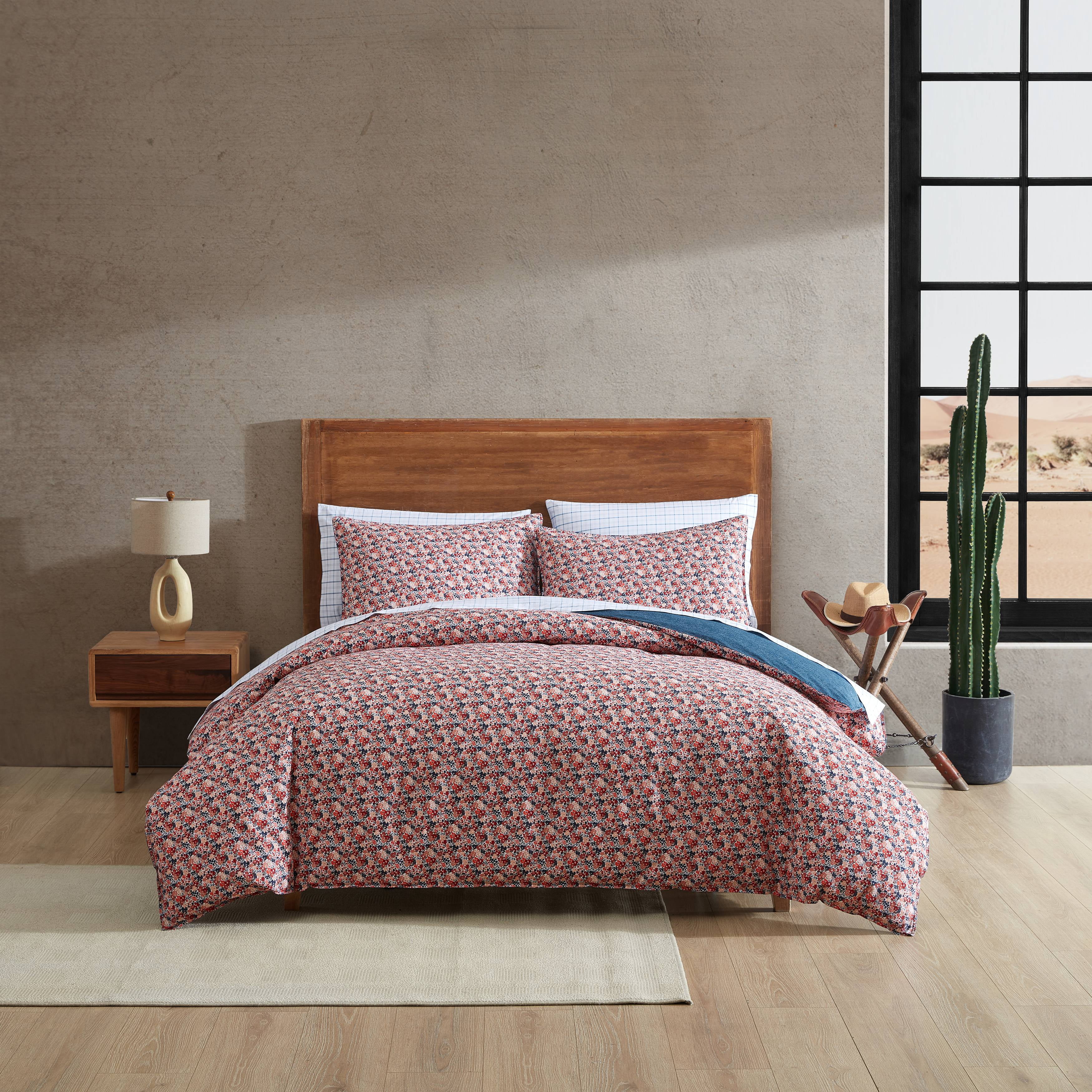 King Multicolor Cotton Floral Quilted Duvet Cover Set