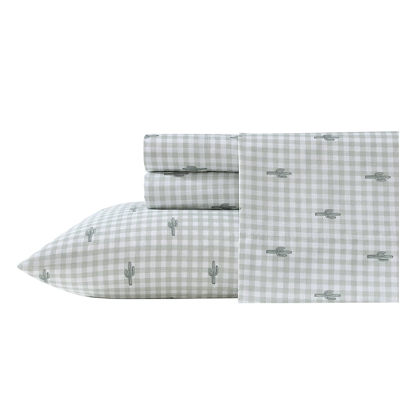 Wrangler Cactus Gingham Green King Sheet Set